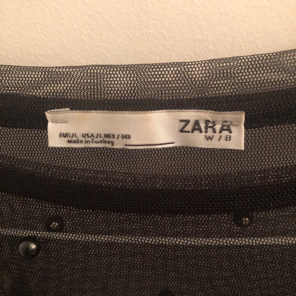 Black sheer T-shirt with beads - Picture 3 of 3